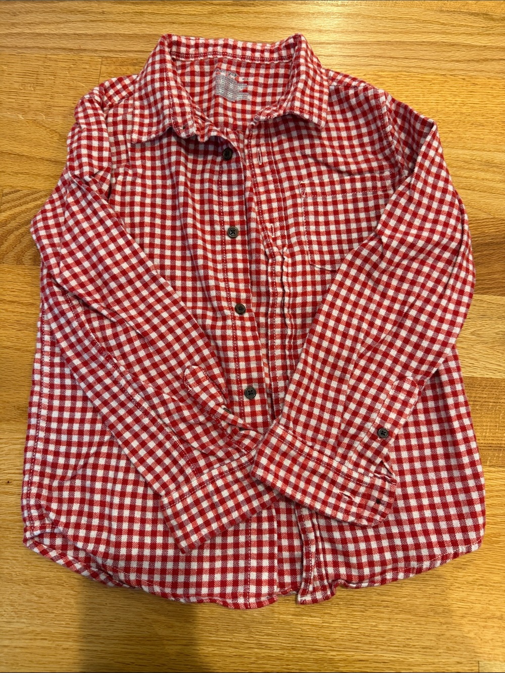 Cat & Jack Red and White Gingham Button-Down Shirt